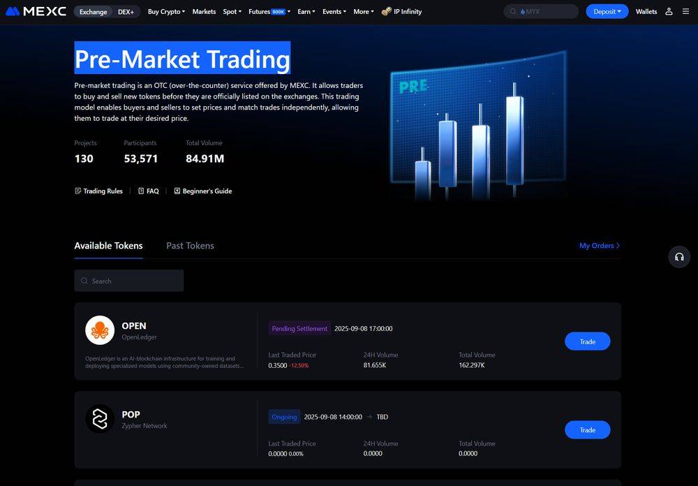 MEXC Pre-Market kereskedés